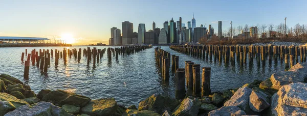 Vista Manhattan Skyline Desde Brooklyn — Foto de Stock
