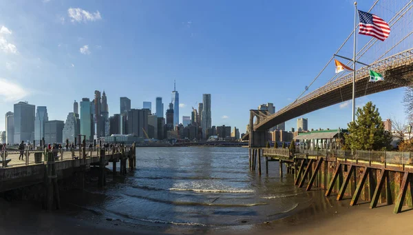 Uitzicht Skyline Van Manhattan Van Brooklyn — Stockfoto