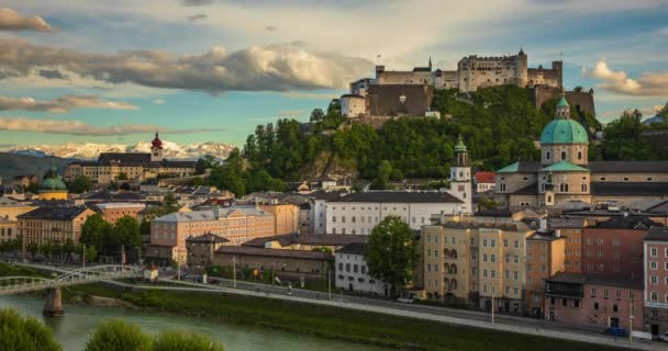 Till Salzburg City Från Kapuzinerberg Kloster Tidsfördröjning Fps — Stockvideo