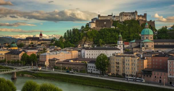 Vista Ciudad Salzburgo Desde Kapuzinerberg Monasterio Time Lapse Fps — Vídeo de stock