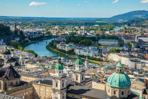 Vista Salzburgo Desde Fortaleza Hohensalzburg Austria — Foto de Stock