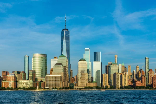 Vista Lower Manhattan Skyline Desde Exchange Place Jersey City Atardecer —  Fotos de Stock