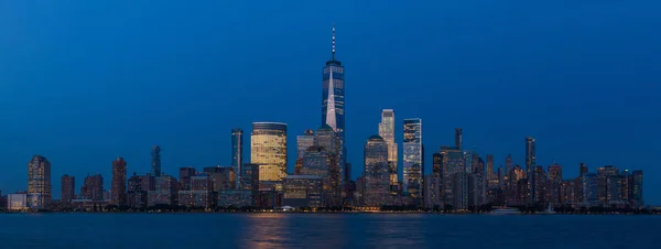 Vista Lower Manhattan Skyline Desde Exchange Place Jersey City Atardecer — Foto de Stock