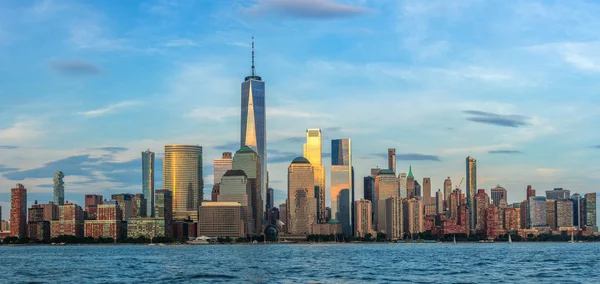 View Lower Manhattan Skyline Exchange Place Jersey City Sunset — Stock Photo, Image