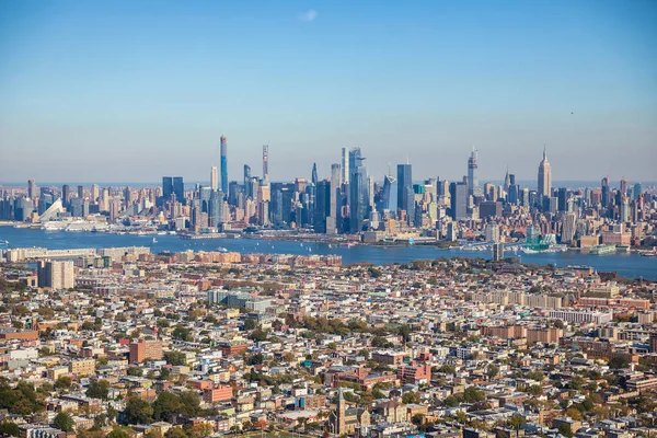 Uitzicht Skyline Van New York City Vanuit Helikopter — Stockfoto