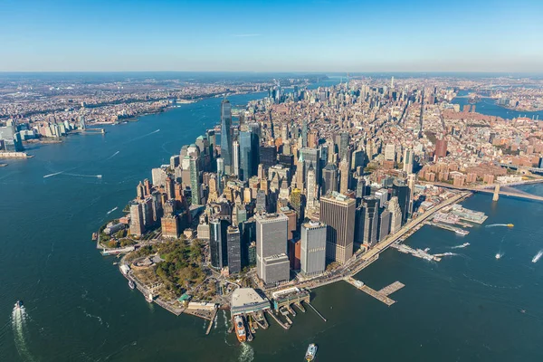 Vista Horizonte Nueva York Desde Helicóptero — Foto de Stock