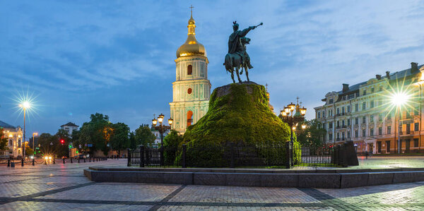 St. Sofia`s Square is one of the the oldest areas of the city  in the historical center of Kyiv, Ukraine