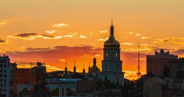 Kiev Ucraina Agosto 2020 Colorato Tramonto Sulla Cattedrale Santa Sofia — Video Stock