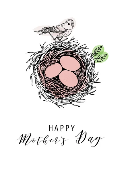 Szczęśliwa Ilustracja Dnia Matki Tło Wektora Akwareli — Wektor stockowy
