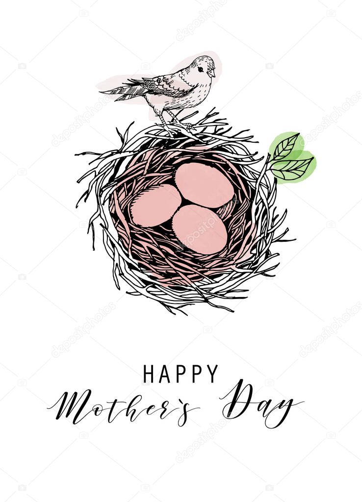 happy mother's day illustration. Watercolor vector background