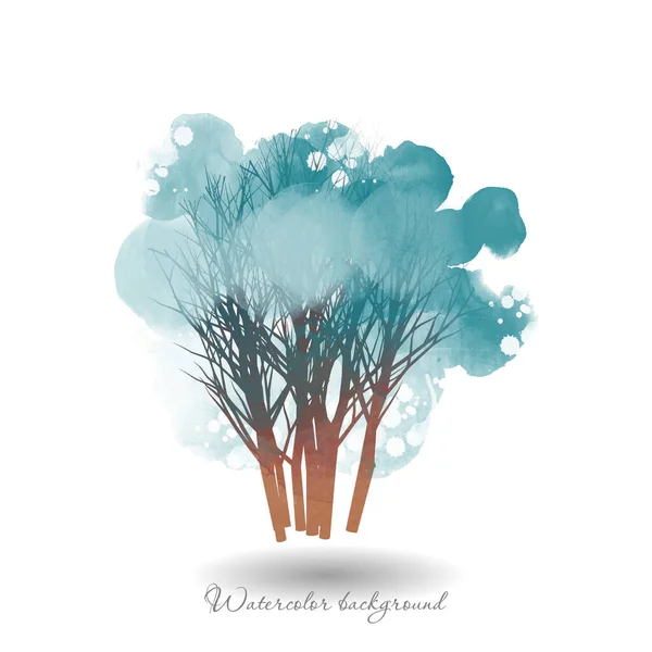 Vinterakvarell Vektor Träd — Stock vektor