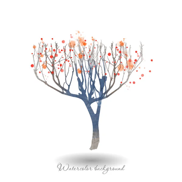Winter Aquarell Vektorbaum — Stockvektor
