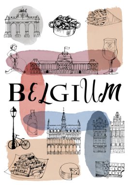 Belediyenin Belçika posteri. Yer imlerinin vektör kümesi