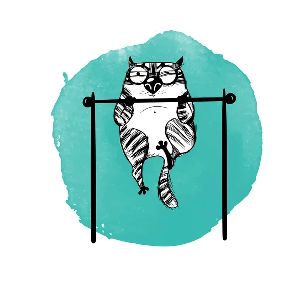 Ručně Kreslený Vektor Ilustrace Legrační Kočky — Stockový vektor