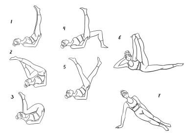 yoga asanası vektör el çizimi. 