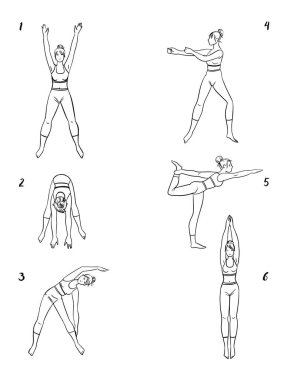 yoga asanası vektör el çizimi. 