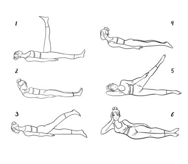 yoga asanası vektör el çizimi. 