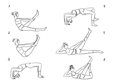 yoga asanası vektör el çizimi. 