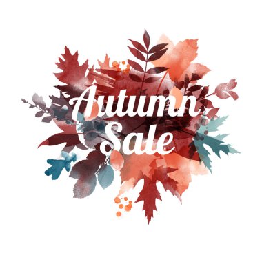 Sonbahar, suluboya vektör arkaplanı bırakıyor.