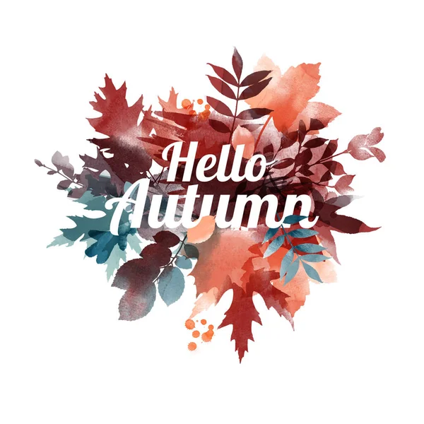 Herfst Bladeren Aquarel Vector Achtergrond — Stockvector