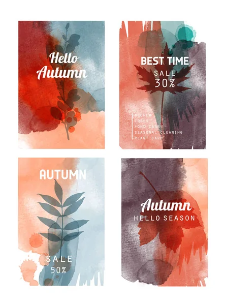 Herbst Blätter Aquarell Vektor Hintergrund — Stockvektor