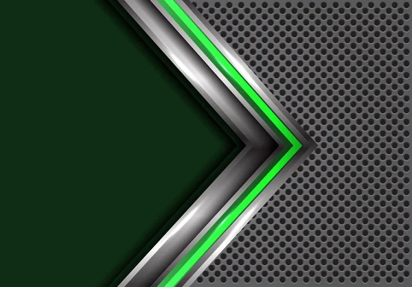 Abstrakt Silver Grön Pil Med Tomt Utrymme Grå Cirkel Mesh — Stock vektor