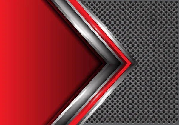 Flecha Prata Vermelha Abstrata Com Espaço Branco Design Malha Círculo — Vetor de Stock