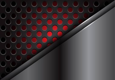 Daire mesh ve kırmızı ışık tasarım modern futuristik arka plan vektör çizim içinde soyut karanlık metal plaka Örtüşmeyi.