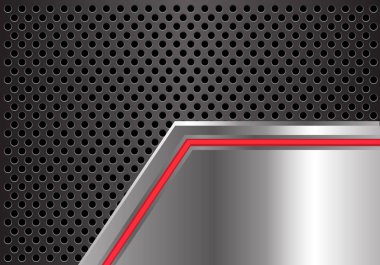Metal plaka gri daire kafes tasarım modern futuristik arka plan vektör çizim ile kırmızı ok ışık hatta soyut.