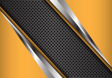 Soyut gri daire kafes içinde kırmızı gümüş üçgen tasarım modern futuristik arka plan vektör çizim.