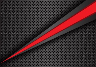 Kırmızı üçgen hat hızı gri metal daire kafes tasarım modern futuristik arka plan vektör çizim üzerinde soyut.