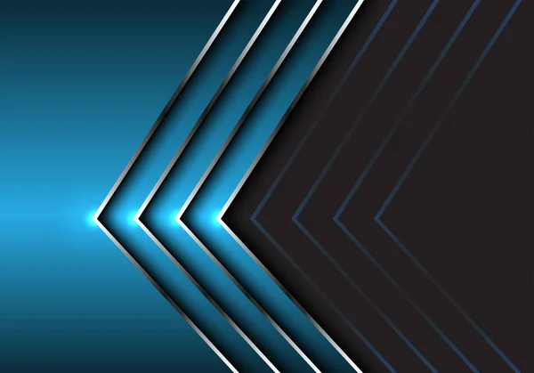 Abstrait Bleu Argent Direction Flèche Sur Gris Foncé Design Moderne — Image vectorielle
