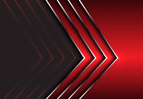 Abstrait Rouge Direction Flèche Argent Sur Conception Gris Foncé Illustration — Image vectorielle
