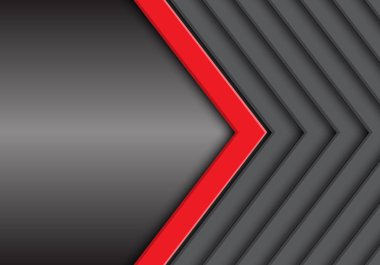Kırmızı gri ok desen metal boş alanı tasarım modern futuristik arka plan vektör çizim ile.