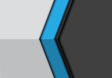 Soyut mavi ok yönünü gri boş alanı tasarım modern futuristik arka plan vektör çizim üzerinde.