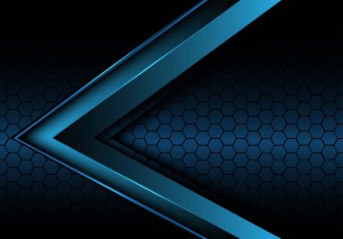 Altıgen kafes tasarım modern lüks fütüristik arka plan vektör çizim üzerinde mavi metalik ok.