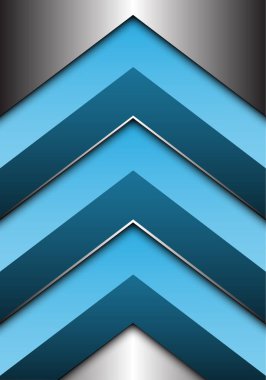 Mavi ok gümüş yön tasarım modern futuristik arka plan vektör çizim üzerinde 3d.