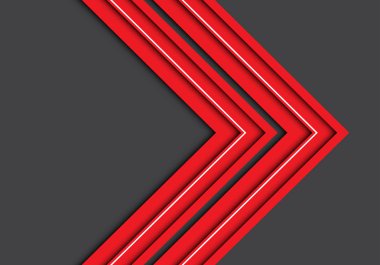 Soyut kırmızı beyaz çizgi ok gri boş tasarım modern futuristik arka plan vektör çizim üzerinde 3d.