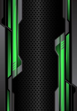 Soyut Yeşil ışık koyu gri daire kafes tasarım modern futuristik arka plan vektör çizim üzerinde futuristik.