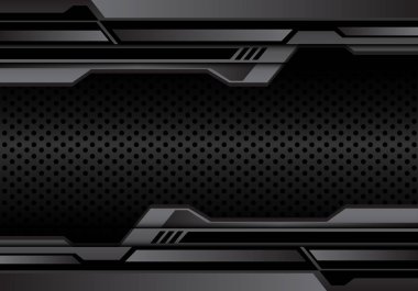 Soyut koyu gri daire kafes tasarım modern futuristik arka plan vektör çizim üzerinde futuristik.