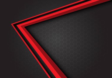 Soyut kırmızı ok 3d yönünü gri altıgen kafes tasarım modern futuristik arka plan vektör çizim üzerinde.
