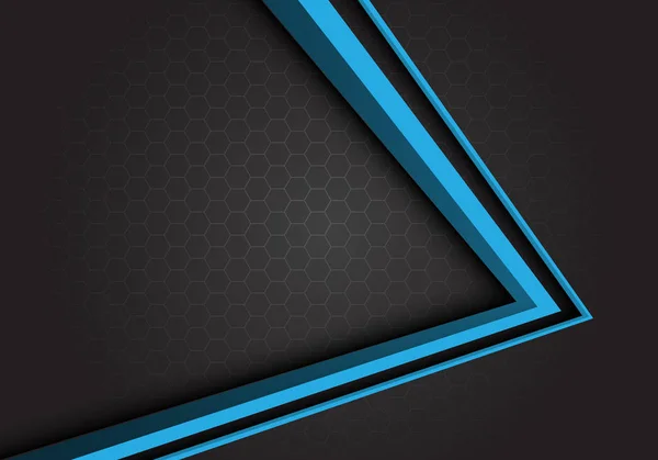 Flèche Bleue Abstraite Direction Sur Maille Hexagonale Grise Design Moderne — Image vectorielle