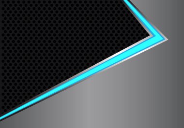Soyut Mavi ışık ok yönünü gri metal siyah daire kafes tasarım modern futuristik arka plan vektör çizim üzerinde.