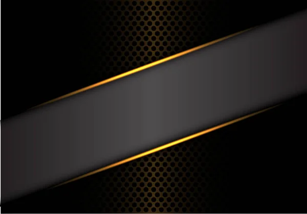 Abstrakt Grau Banner Gold Linie Auf Dunklem Metall Kreis Mesh — Stockvektor
