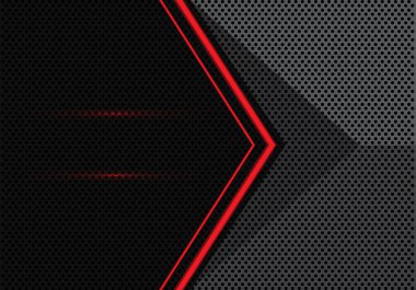 Gri siyah daire kafes 3d tasarım modern futuristik arka plan vektör çizim arka kırmızı ışık ok.