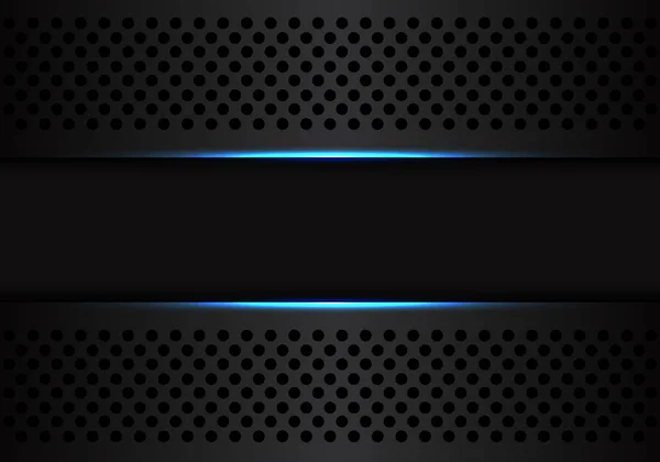 黑色圆圈网格上的深灰色横幅蓝色灯光设计现代未来技术背景向量插图 — 图库矢量图片