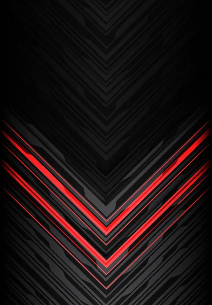 抽象的な赤光黒の線矢印ポリゴン未来方向暗い灰色デザイン現代の技術背景ベクトル イラスト — ストックベクタ