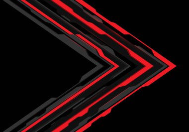 Siyah tasarımı modern teknoloji arka plan vektör çizim üzerinde kırmızı gri ok fütüristik yönünü soyut.