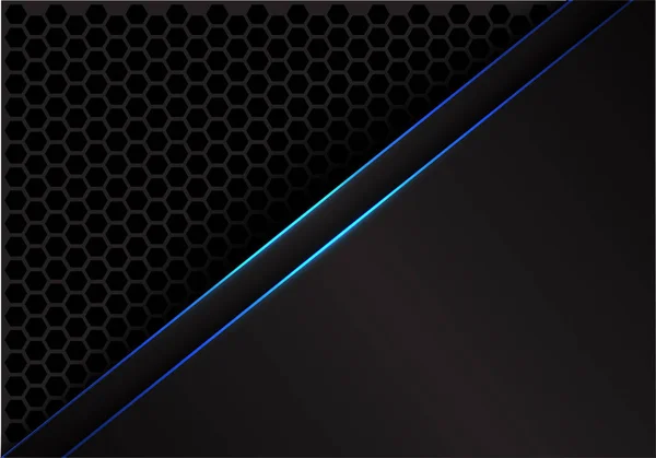 Modèle Abstrait Maille Hexagonale Grise Ligne Bleue Avec Illustration Vectorielle — Image vectorielle