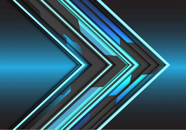 抽象的な青灰色の光回路矢印方向デザイン モダンな未来的な技術背景ベクトル イラスト — ストックベクタ